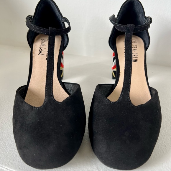 Chelsea-Crew Frenchie Black Faux Suede Chunk Heels Sz US 7 - Picture 8 of 13